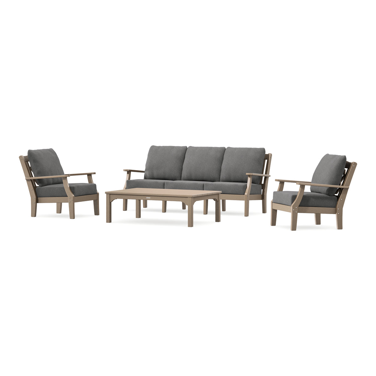 POLYWOOD Chinoiserie 4-Piece Deep Seating Set with Sofa in Vintage Sahara