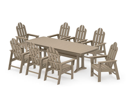 POLYWOOD Long Island 9-Piece Dining Set with Trestle Legs in Vintage Sahara