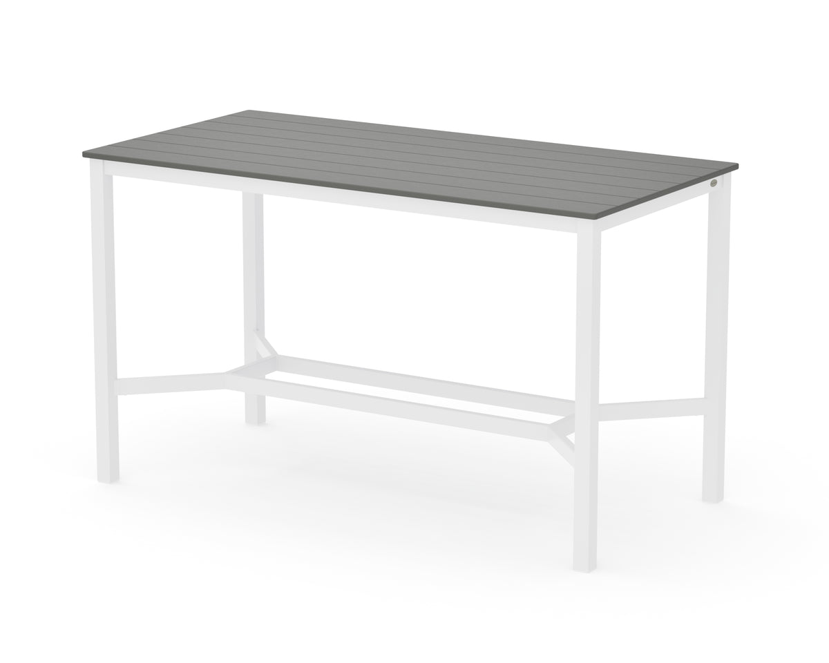 POLYWOOD Main Street 36 x 72 Bar Table in White / Slate Grey