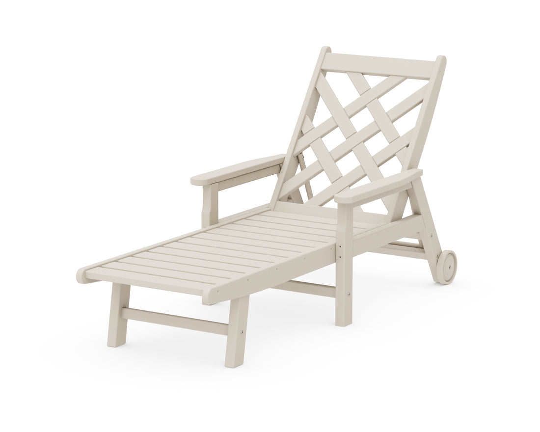 POLYWOOD Wovendale Chaise with Arms and Wheels in Sand