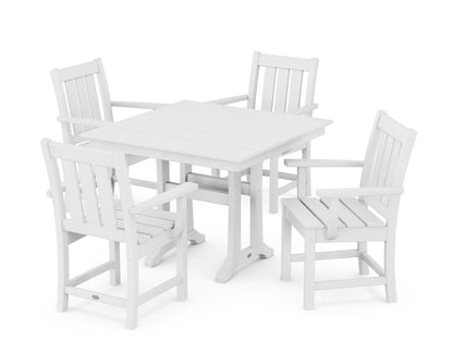 POLYWOOD Oxford 5-Piece Farmhouse Dining Set with Trestle Legs in White
