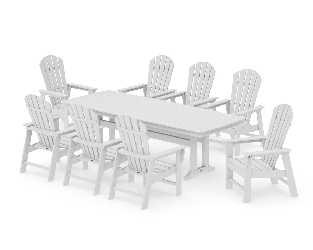 POLYWOOD South Beach 9-Piece Dining Set with Trestle Legs in Vintage White