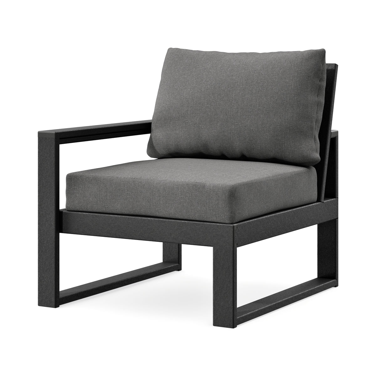 POLYWOOD EDGE Modular Left Arm Chair in Black / Ash Charcoal