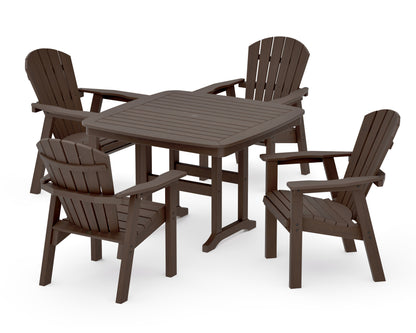 POLYWOOD Seashell 5-Piece Dining Set with Trestle Legs - 44" Table in Kona