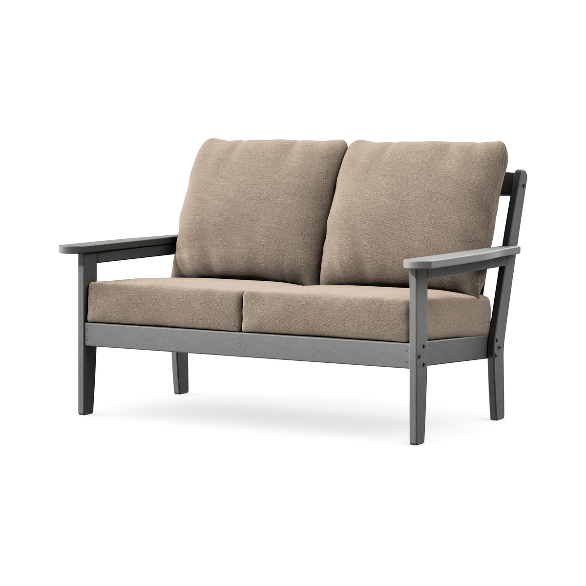 POLYWOOD Cottage Deep Seating Loveseat in Slate Grey / Spiced Burlap