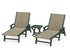 POLYWOOD 3-Piece Coastal Woven Chaise with Arms Lounge Set in Green / Dune Grass