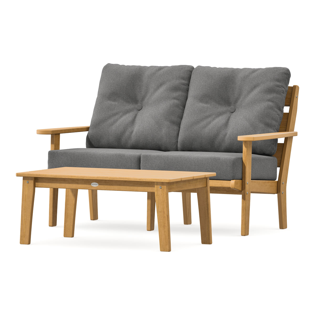 POLYWOOD Lakeside 2-Piece Lounge Loveseat Set in Natural