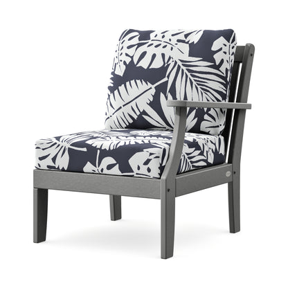 POLYWOOD Braxton Modular Right Arm Chair in Slate Grey / Leaf Navy