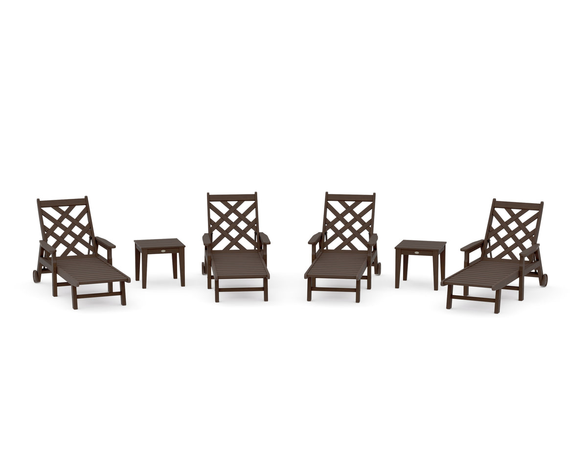 POLYWOOD Wovendale 6-Piece Chaise Set with Arms and Wheels in Kona