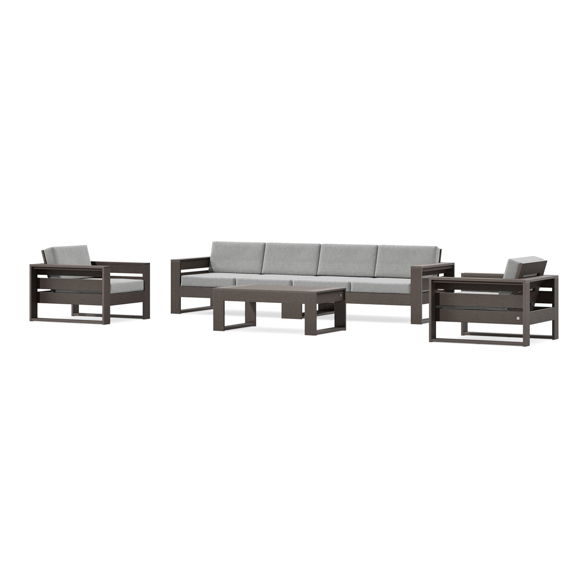 POLYWOOD PW Designer Series Latitude 5-Piece Lounge Sofa Set in Vintage Coffee / Grey Mist