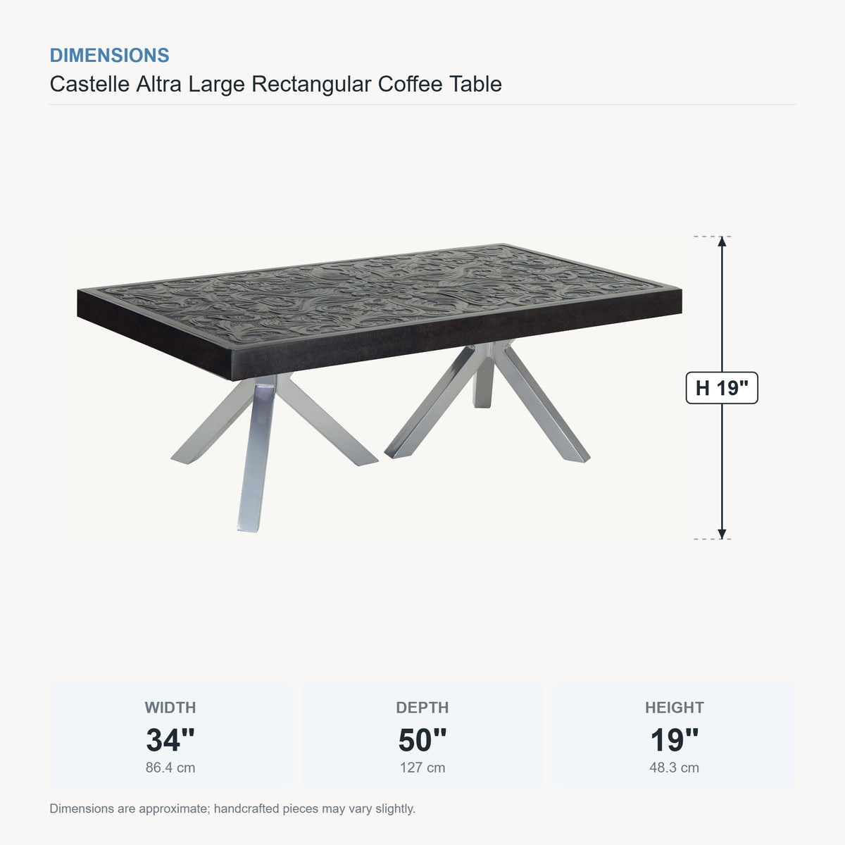 Castelle Altra Large Rectangular Coffee Table dimensions