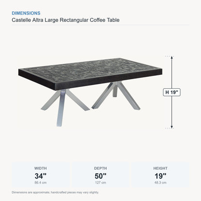 Castelle Altra Large Rectangular Coffee Table dimensions