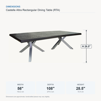 Castelle Altra Rectangular Dining Table (RTA) dimensions