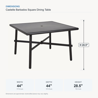 Castelle Barbados Square Dining Table dimensions