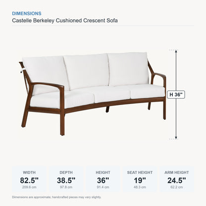 Castelle Berkeley Cushioned Crescent Sofa dimensions