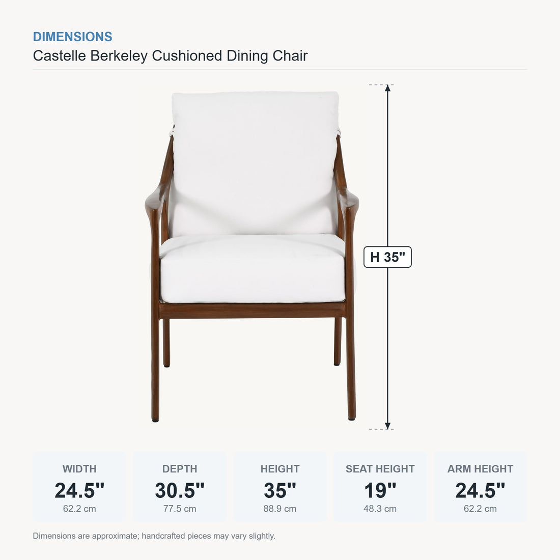 Castelle Berkeley Cushioned Dining Chair dimensions