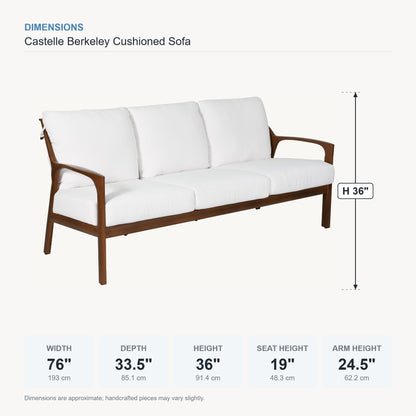 Castelle Berkeley Cushioned Sofa dimensions