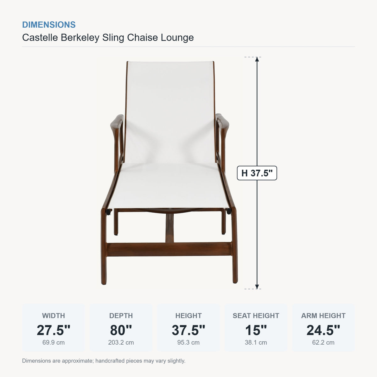 Castelle Berkeley Sling Chaise Lounge dimensions