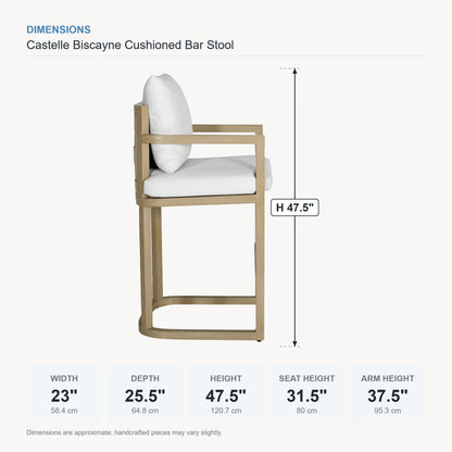 Castelle Biscayne Cushioned Bar Stool dimensions