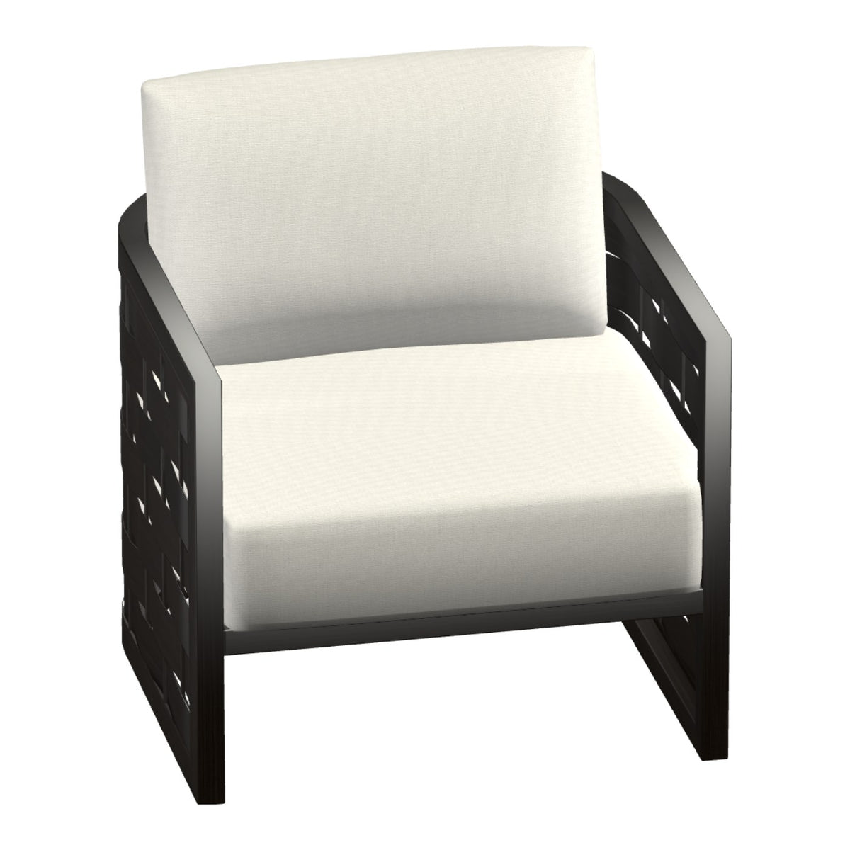 Castelle Biscayne Cushioned Lounge Chair in Dark Rum Gold frame finish (3D render)