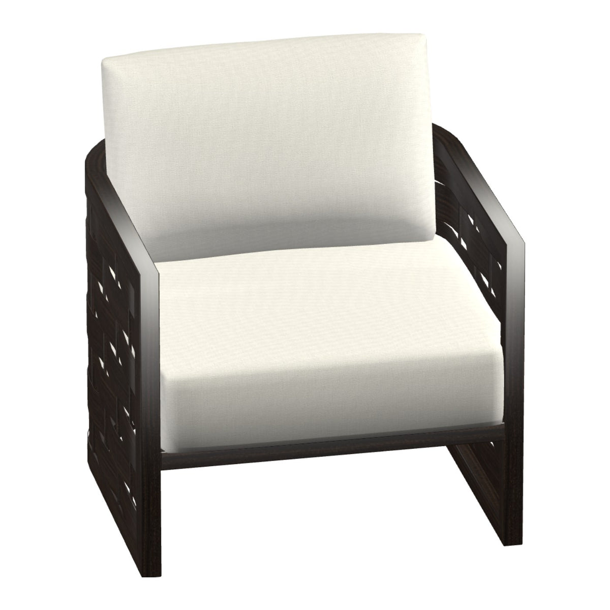 Castelle Biscayne Cushioned Lounge Chair in Weathered Mahogany frame finish (3D render)