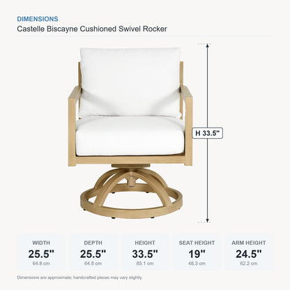 Castelle Biscayne Cushioned Swivel Rocker dimensions