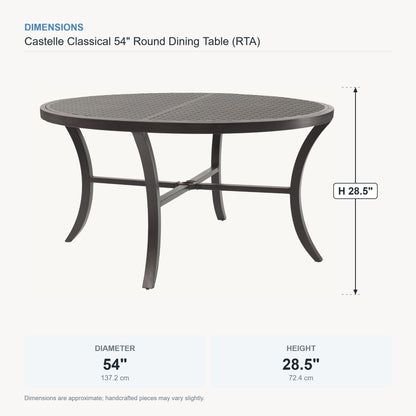 Castelle Classical 54" Round Dining Table (RTA) dimensions