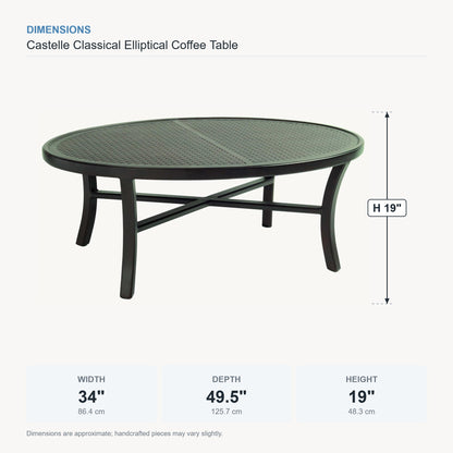 Castelle Classical Elliptical Coffee Table dimensions