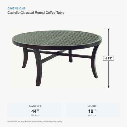 Castelle Classical Round Coffee Table dimensions