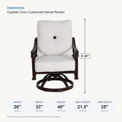 Castelle Coco Cushioned Swivel Rocker dimensions
