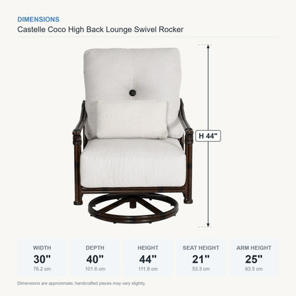 Castelle Coco High Back Lounge Swivel Rocker dimensions