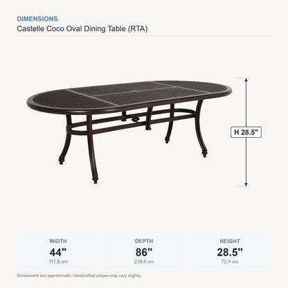 Castelle Coco Oval Dining Table (RTA) dimensions