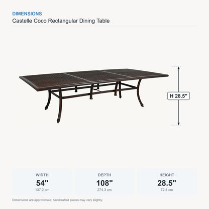 Castelle Coco Rectangular Dining Table dimensions