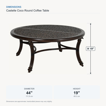 Castelle Coco Round Coffee Table dimensions