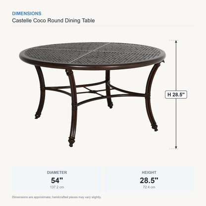 Castelle Coco Round Dining Table dimensions
