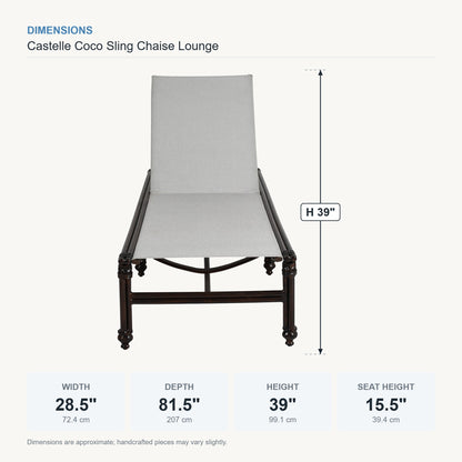 Castelle Coco Sling Chaise Lounge dimensions