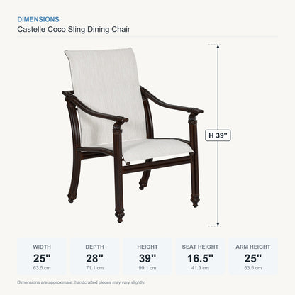 Castelle Coco Sling Dining Chair dimensions