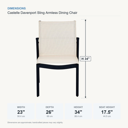 Castelle Davenport Sling Armless Dining Chair dimensions