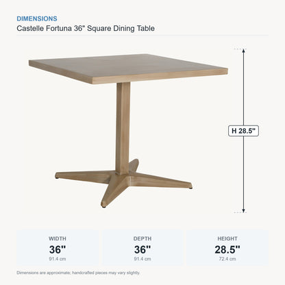 Castelle Fortuna 36" Square Dining Table dimensions