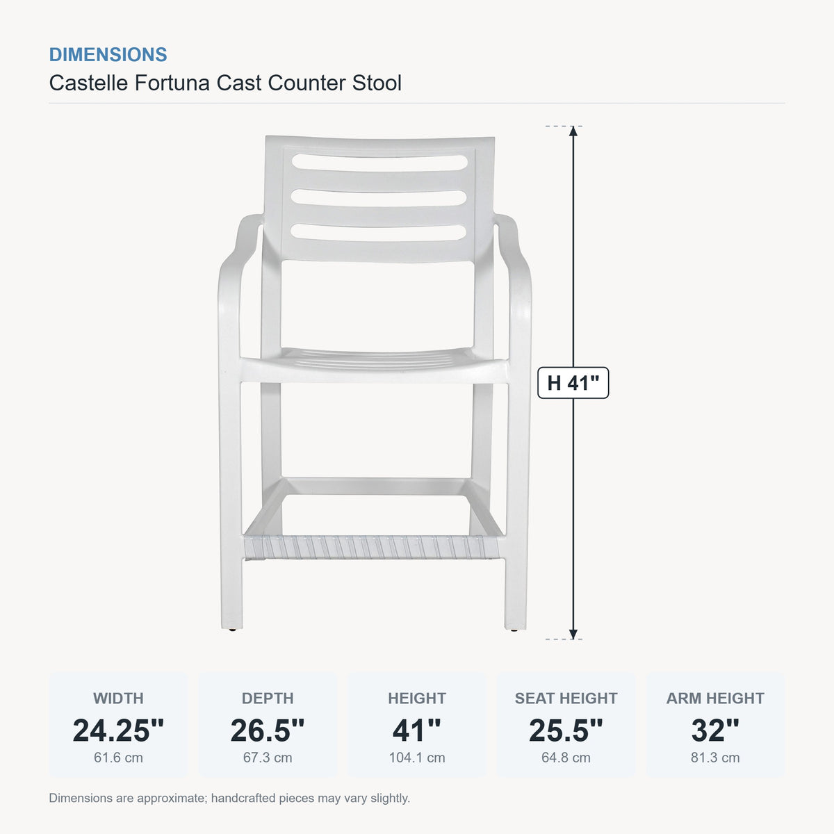 Castelle Fortuna Cast Counter Stool dimensions