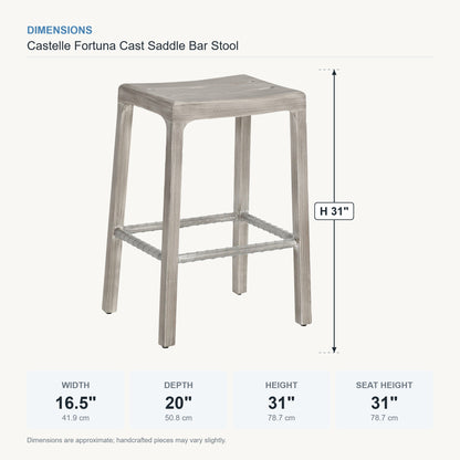 Castelle Fortuna Cast Saddle Bar Stool dimensions