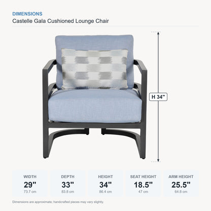 Castelle Gala Cushioned Lounge Chair dimensions