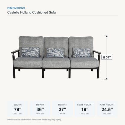 Castelle Holland Cushioned Sofa dimensions