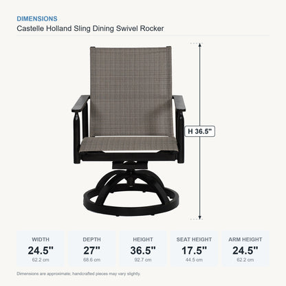 Castelle Holland Sling Dining Swivel Rocker dimensions