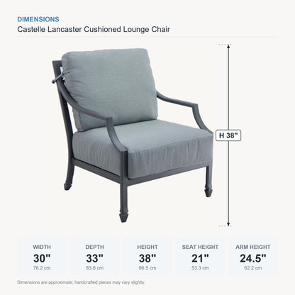 Castelle Lancaster Cushioned Lounge Chair dimensions
