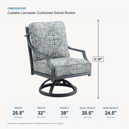 Castelle Lancaster Cushioned Swivel Rocker dimensions