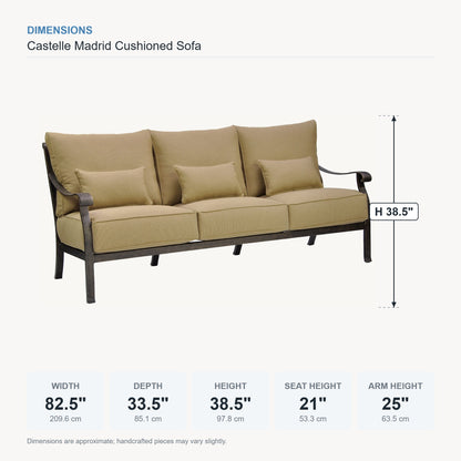 Castelle Madrid Cushioned Sofa dimensions