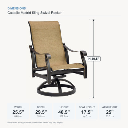 Castelle Madrid Sling Swivel Rocker dimensions