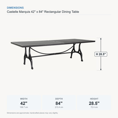 Castelle Marquis 42" x 84" Rectangular Dining Table dimensions