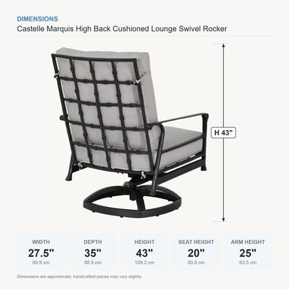 Castelle Marquis High Back Cushioned Lounge Swivel Rocker dimensions